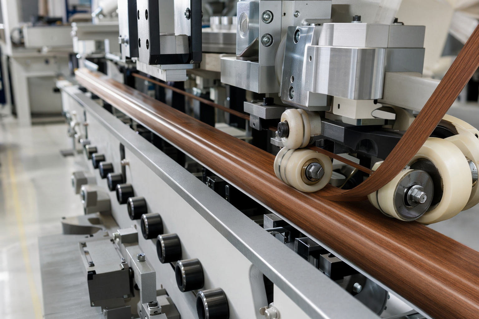 Profile wrapping production scene using hot melt adhesive