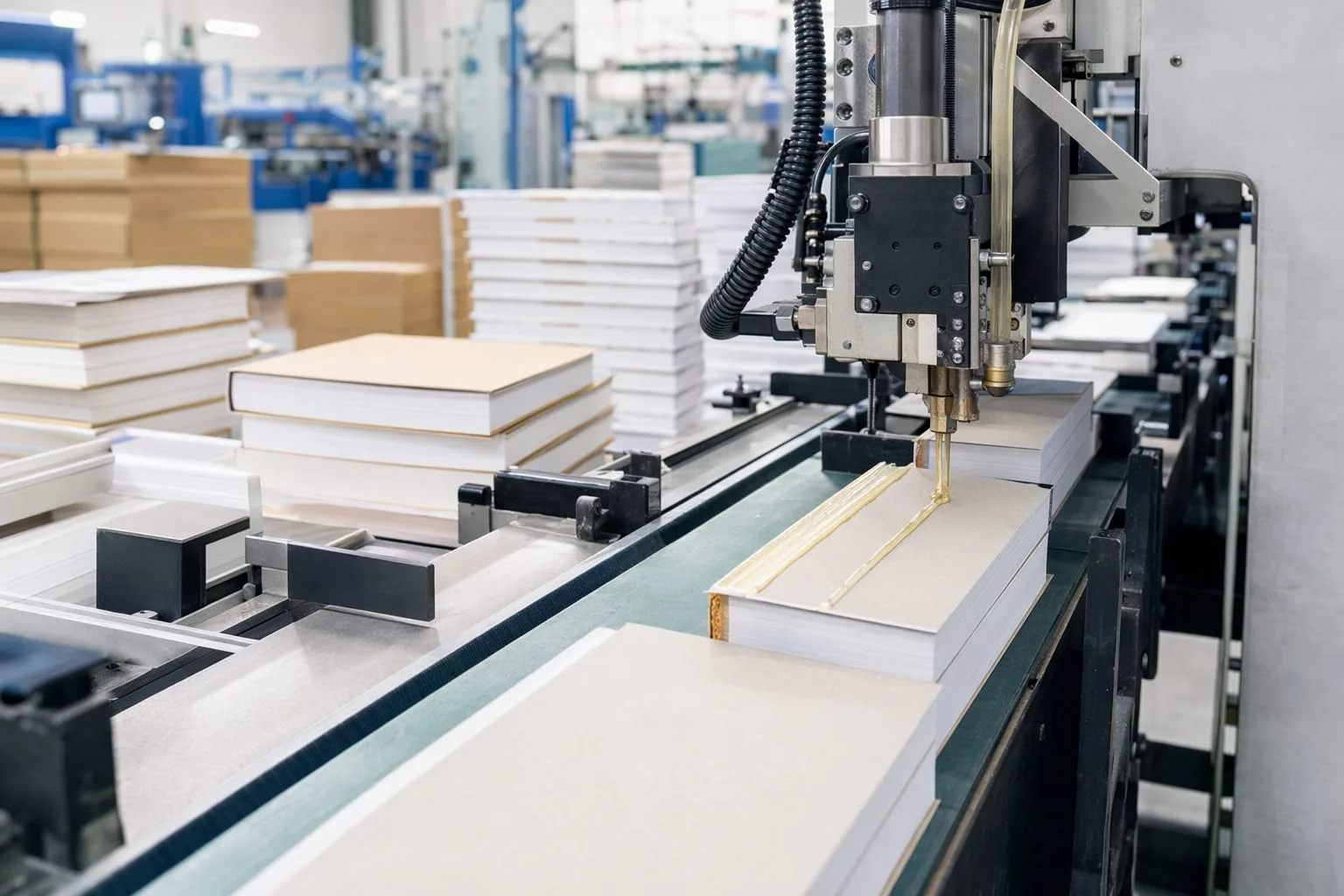 Bookbinding and packaging bonding scene using hot melt adhesive