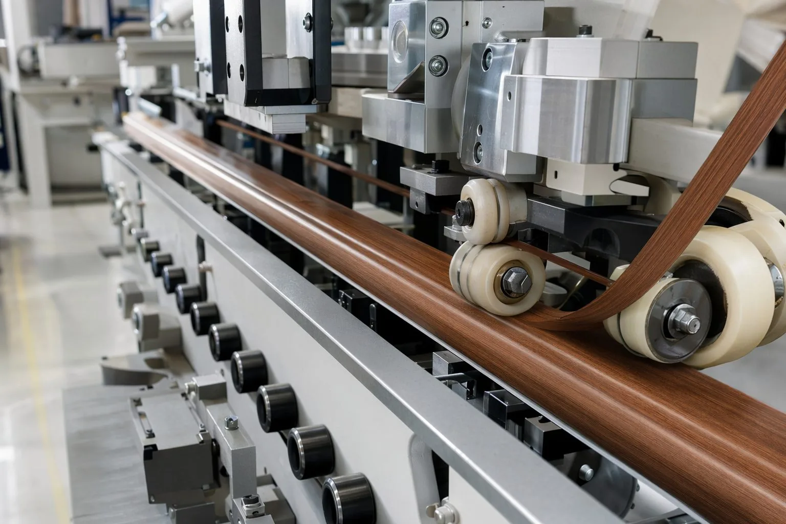 Profile wrapping production scene using hot melt adhesive
