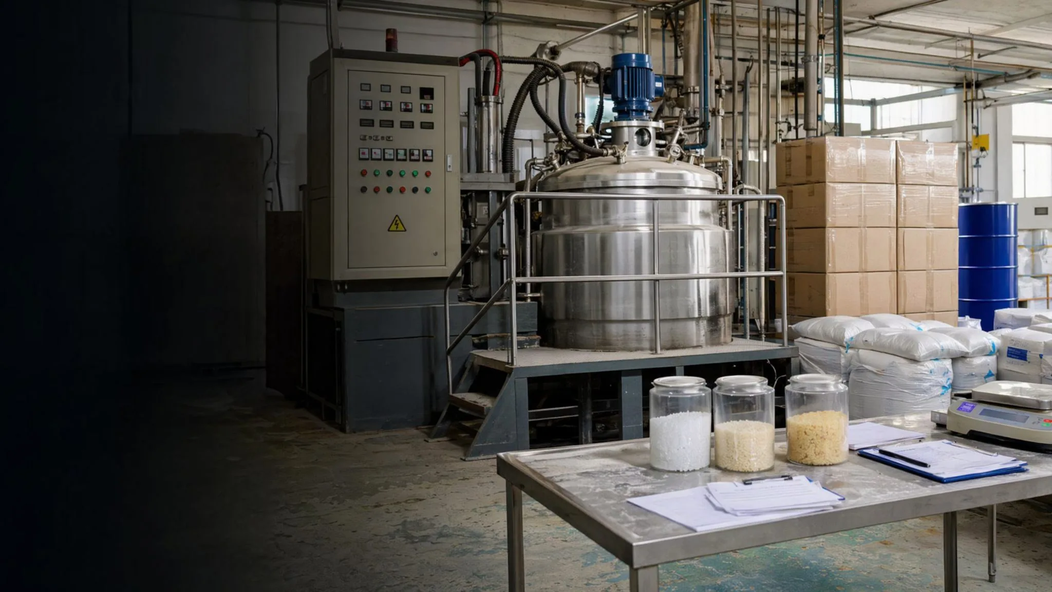 Hot melt adhesive factory production equipment QC samples and export packaging